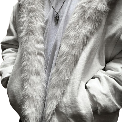 Zip-Up Hoodie With Reversible Fur