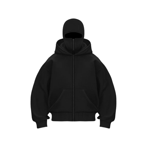 Zip-Up Hoodie With Mask Over Head