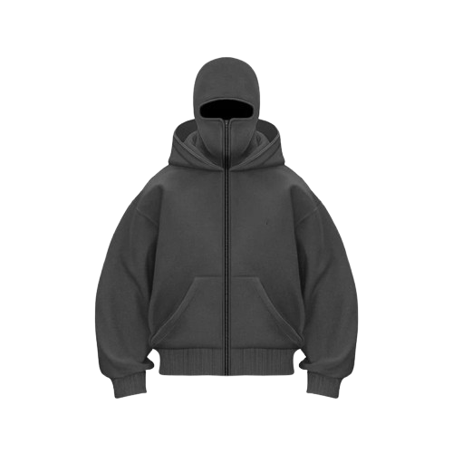Zip-Up Hoodie With Mask Over Head