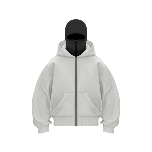 Zip-Up Hoodie With Mask Over Head