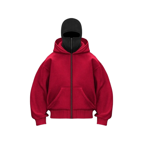 Zip-Up Hoodie With Mask Over Head